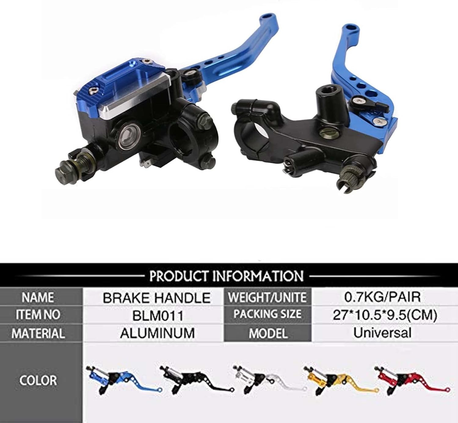 PACEWALKER Universal Motorcycle 7/8" 22mm Handlebar Brake Master Cylinder Clutch Lever CNC Left & Right Set for Honda Kawasaki Suzuki Yamaha Blue