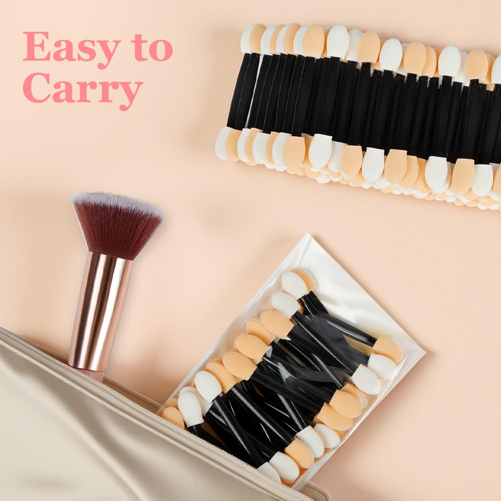 BUTBU 50 Piezas Aplicador de Sombra de Ojos, Brocha de Esponja para Sombra de Ojos de Doble Punta, Brocha para Somb-ra de Ojo-s, para Maquillaje Principiantes Chicas — view 6