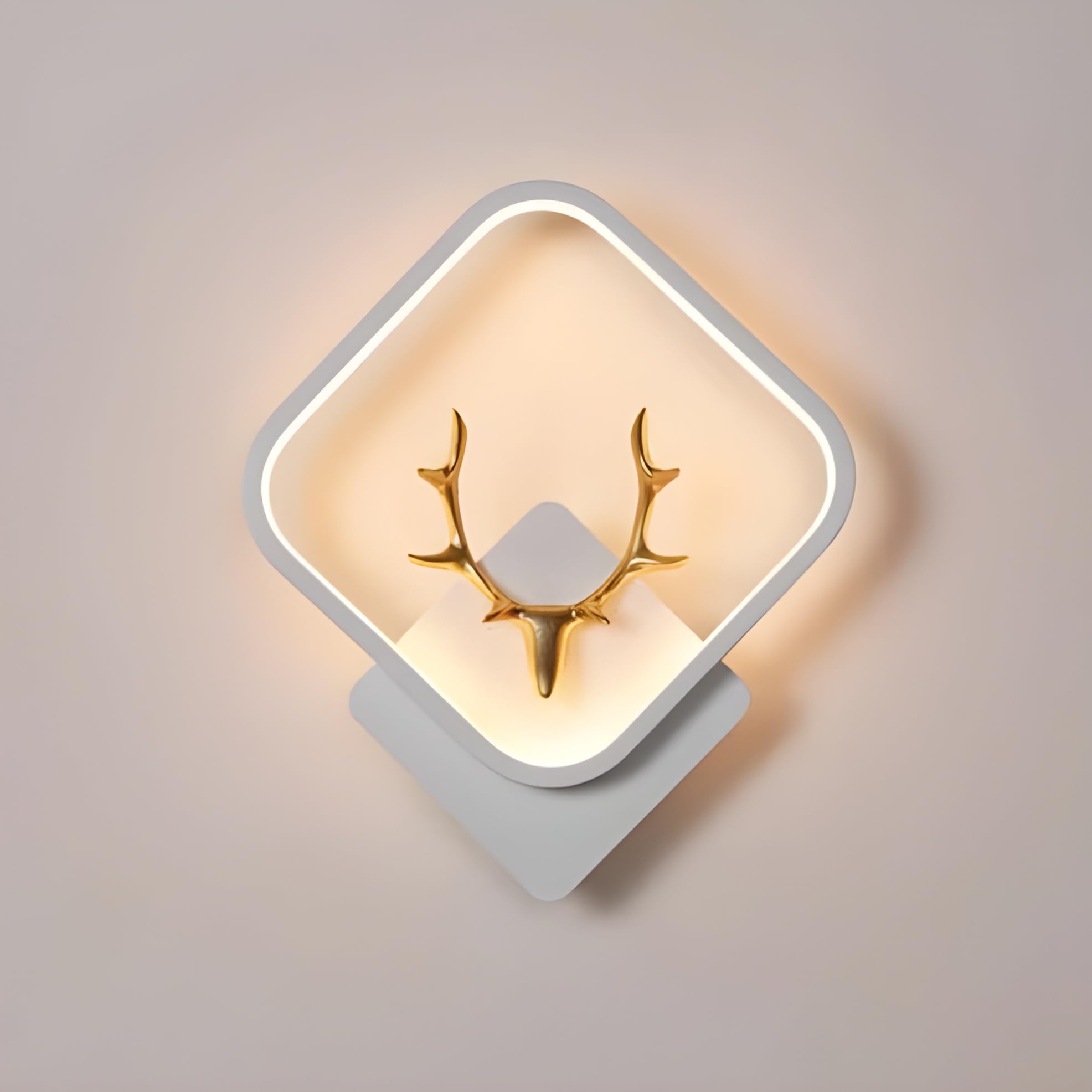 twixle Aluminium Home Decor LED Fancy Wall Light, Night Lamp, Decorative Lamp, Wall Hanging Lights for Bedroom, Living Room, Warm White + Natural White + Cold White (White Horns SQAUARE) (B0D8FSP1S6) Amazon Price History, Amazon Price Tracker