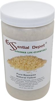 Bees Wax Pastilles Pearls - Yellow - 18 oz net Weight - No Additives - No Bleach - Twice Filtered - Safety Sealed HDPE Container with Resealable Cap