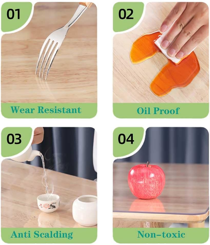 Clear Table Cover Protector, Desk Protector Mat Clear Tablecloth Protector (2.0mm Thick,37x97 inch)