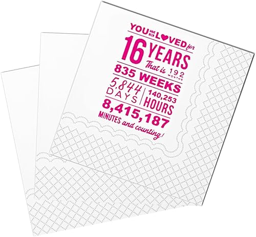 Miniatura 7 de SharkBliss Divertidas servilletas de cóctel de cumpleaños número 16, paquete de 50 servilletas de papel para niños y niñas, decoración de cumpleaños