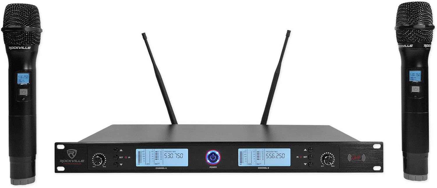 RockvilIe RWM3300UA Dual Handheld Microphones for Church Sound Systems