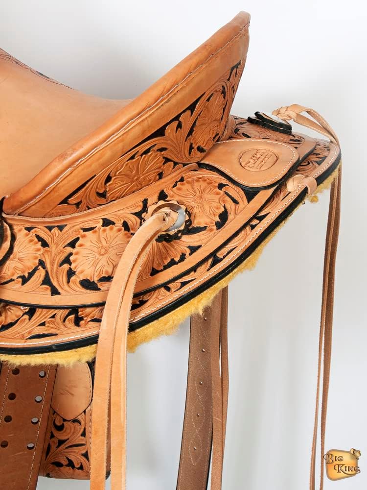 HILASON Western Horse Wade Saddle American Leather Ranch Roping Tan | Hand Tooled & for Horses