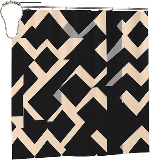 KLBTR Cute Houndstooth Black Print Shower Curtain Set