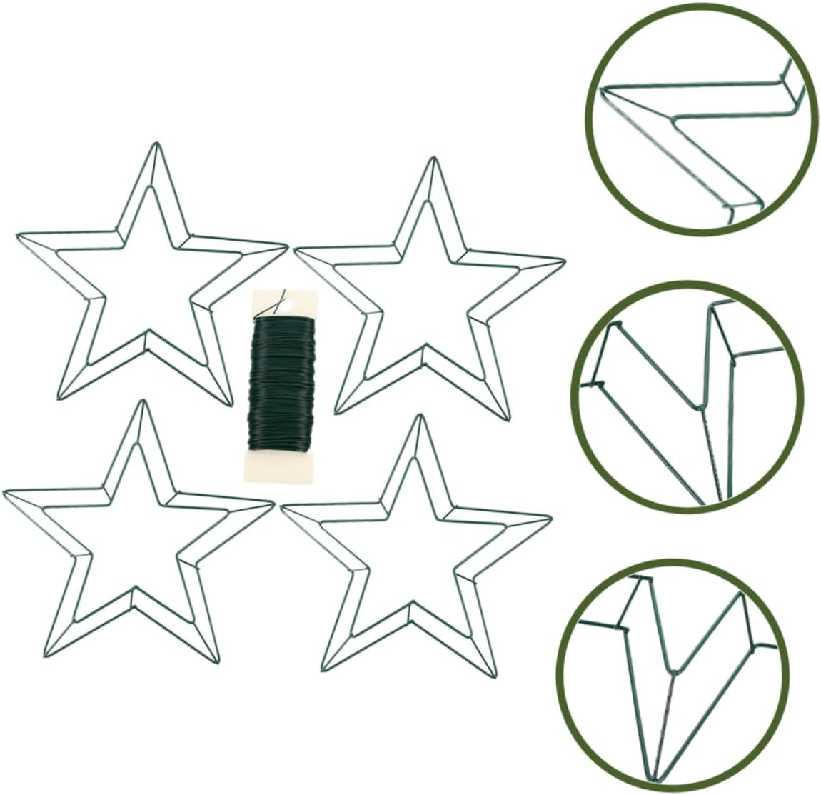 Ciieeo Star Shaped Metal Wreath Frame Set DIY Wreath Base for Floral Arrangements Garden Decor and Holiday Crafts Includes and Iron Wire