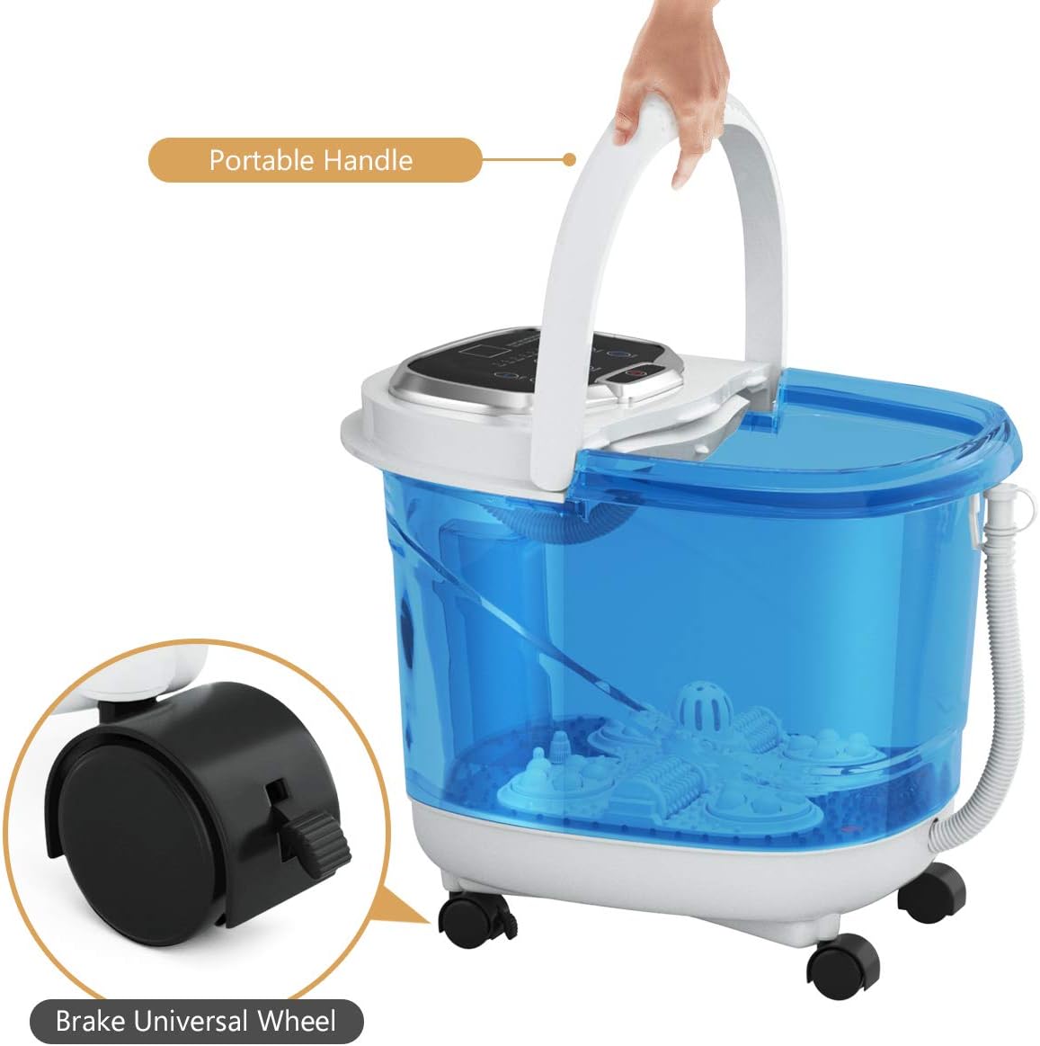 Giantex Foot Spa Bath Massager w/Heat, Adjustable Water Jets, Motorized Shiatsu Massage Balls & 2 Maize Rollers, Time & Temper Control, LED Display, Home Pedicure Foot Bath Tub (Navy Blue) : Beauty & Personal Care