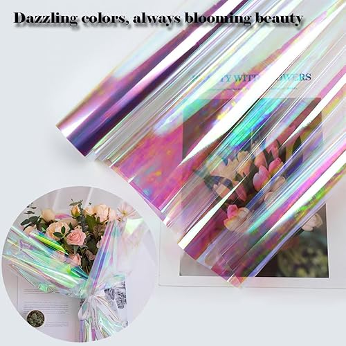 Miniatura 4 de 1 rollo de celofán iridiscente de 50 pies, papel de regalo iridiscente, rollo de celofán holográfico, envoltura de celofán para cestas de regalo,
