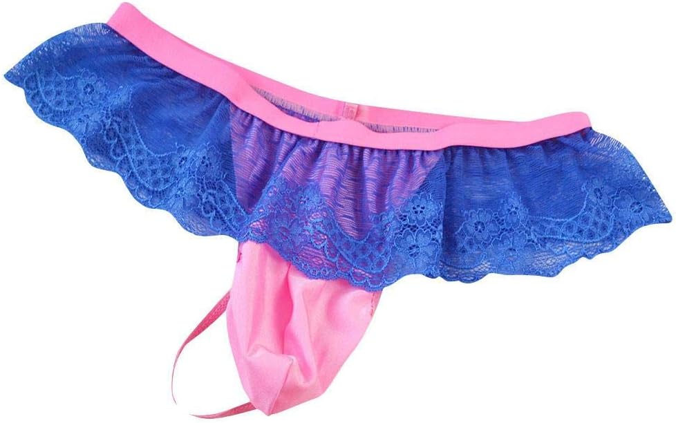Men's Frilly Lace Trim Sissy Skirted Panties T-back G-string Thongs Briefs Girly Lingerie Crossdress Underwear