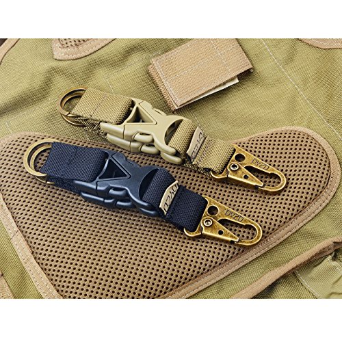 Dyzd Double Buckle Tactical Gear Keychain Survival 100% Nylon Webbing Key Chain Tactical Key Holder Quick Release Buckle With Key Ring((Pack Of 1 Black) #TOP6