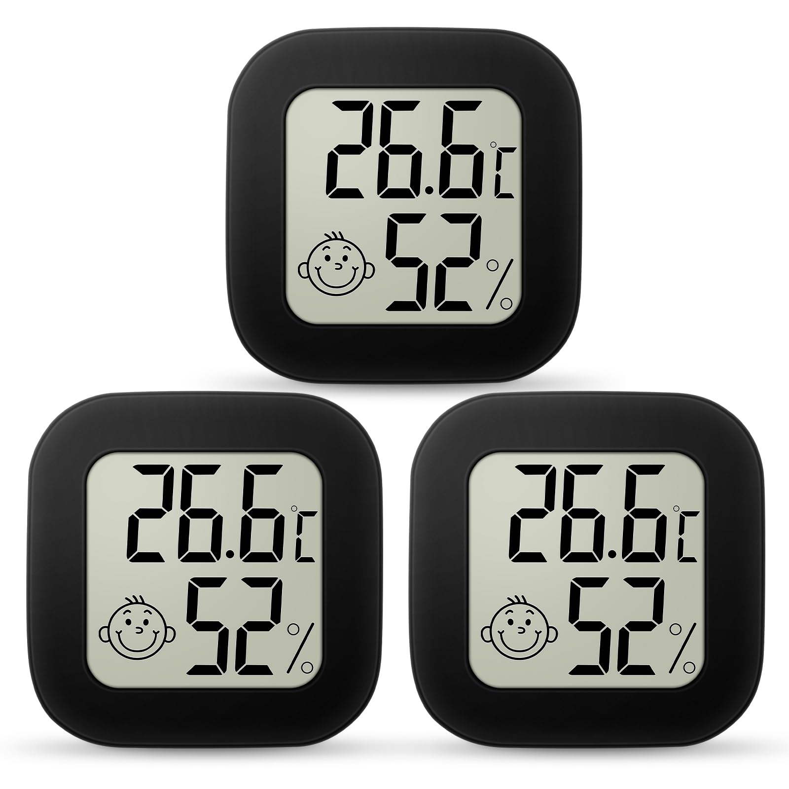 Ainiv Higrometro Digital Termometro, 1 Piezas Mini Termómetro Interior del Higrómetro, Pantalla LED con Logo de Confort para Termometro Ambiental para Hogar Oficina Dormitorio Jardín (Blanco) — view 10