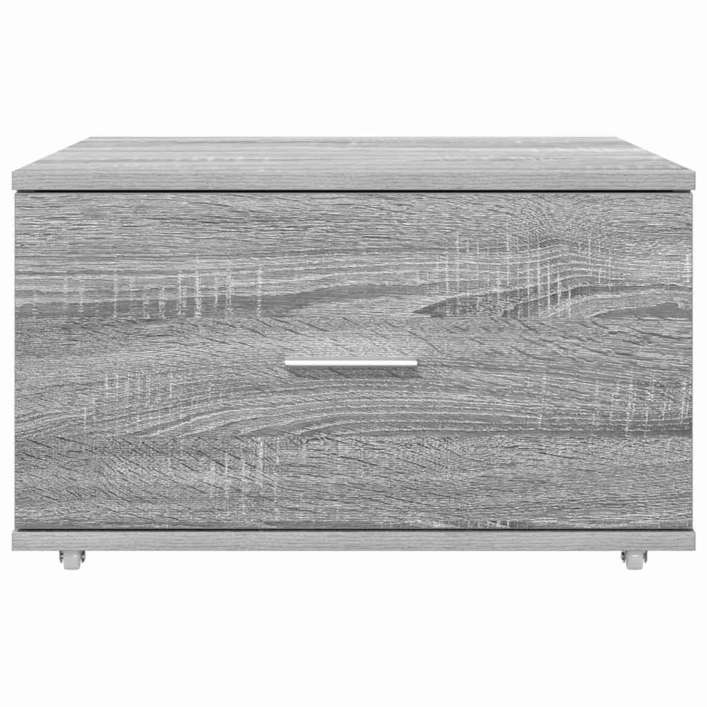 Cassettiera con ruote, colore grigio sonoma, 55 x 45 x 31 cm, mobile con ruote in legno con 1 cassetto, per casa, ufficio e camera da letto