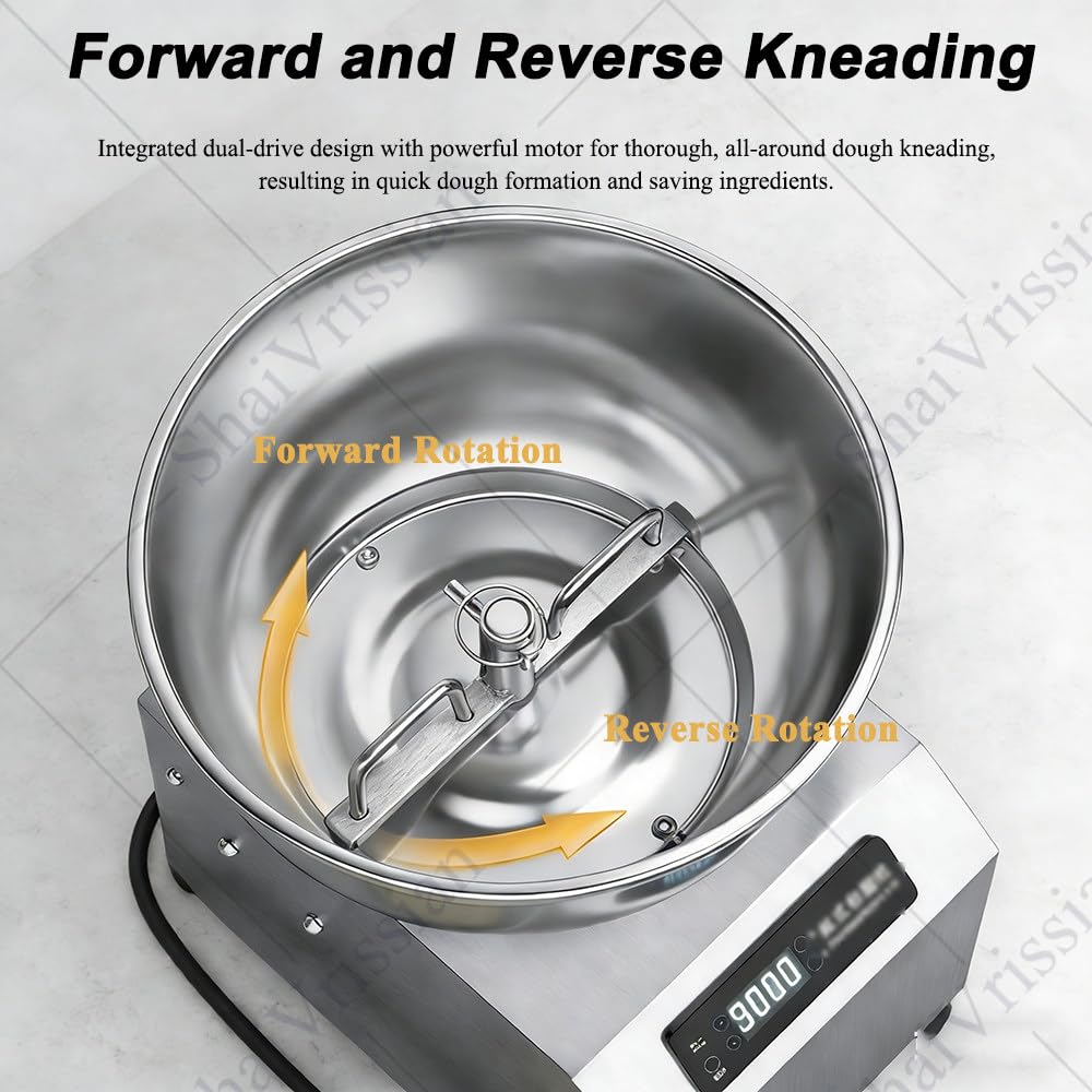 Impastatrice Commerciale in Acciaio Inox,Impastatrice a Spirale Professionale,Timer,Doppia Rotazione,Parti Staccabili per Facile Pulizia,per Panetterie E Pizzerie 5kg