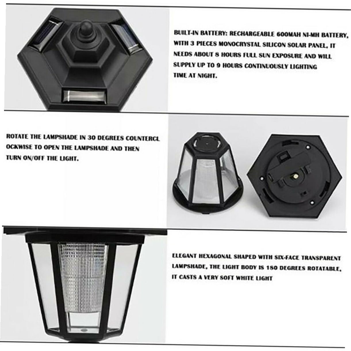 Toddmomy 2 Stück Solarbetriebene Sechseckige Wandleuchte Schwarz Wetterfeste Solar Wandlampe für Garten und Terrasse Platzsparende Außenleuchte mit Wandmontage