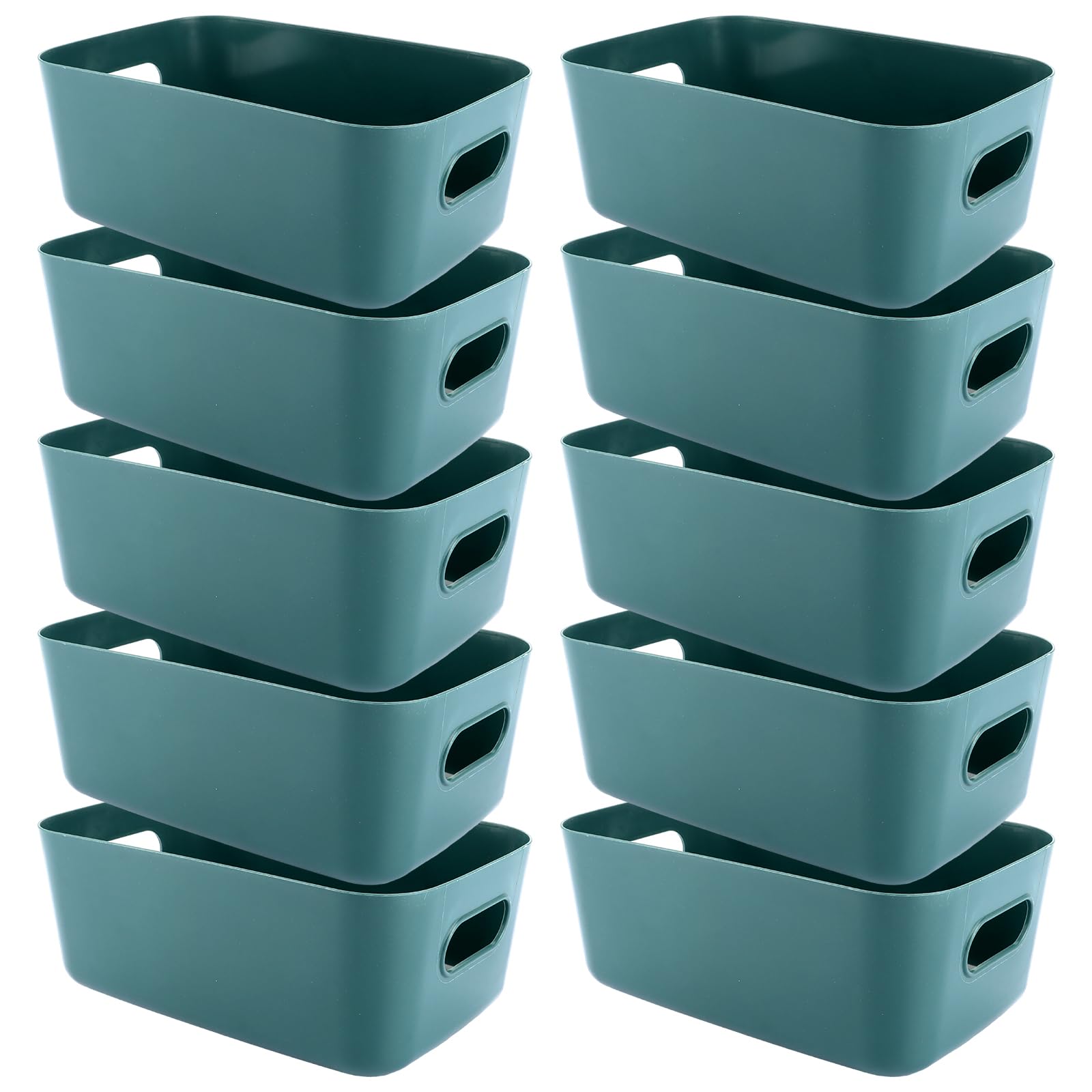 GLCSC Confezione da 4 cestini portaoggetti in plastica per mensole, casa, cucina, impilabili, pieghevoli, organizer per aule, camera da letto, bagno, ufficio