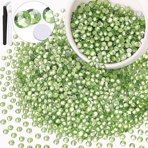 Image of 3000PCS SS16 /4mm Crystal Glass Rhinestones for Bedazzling (Peridot) | Flatback Rhinestones for Crafting DIY Nail Art Makeup Decoration, Gems Diomand Charms for Tumbler Shoes Clothing Mug