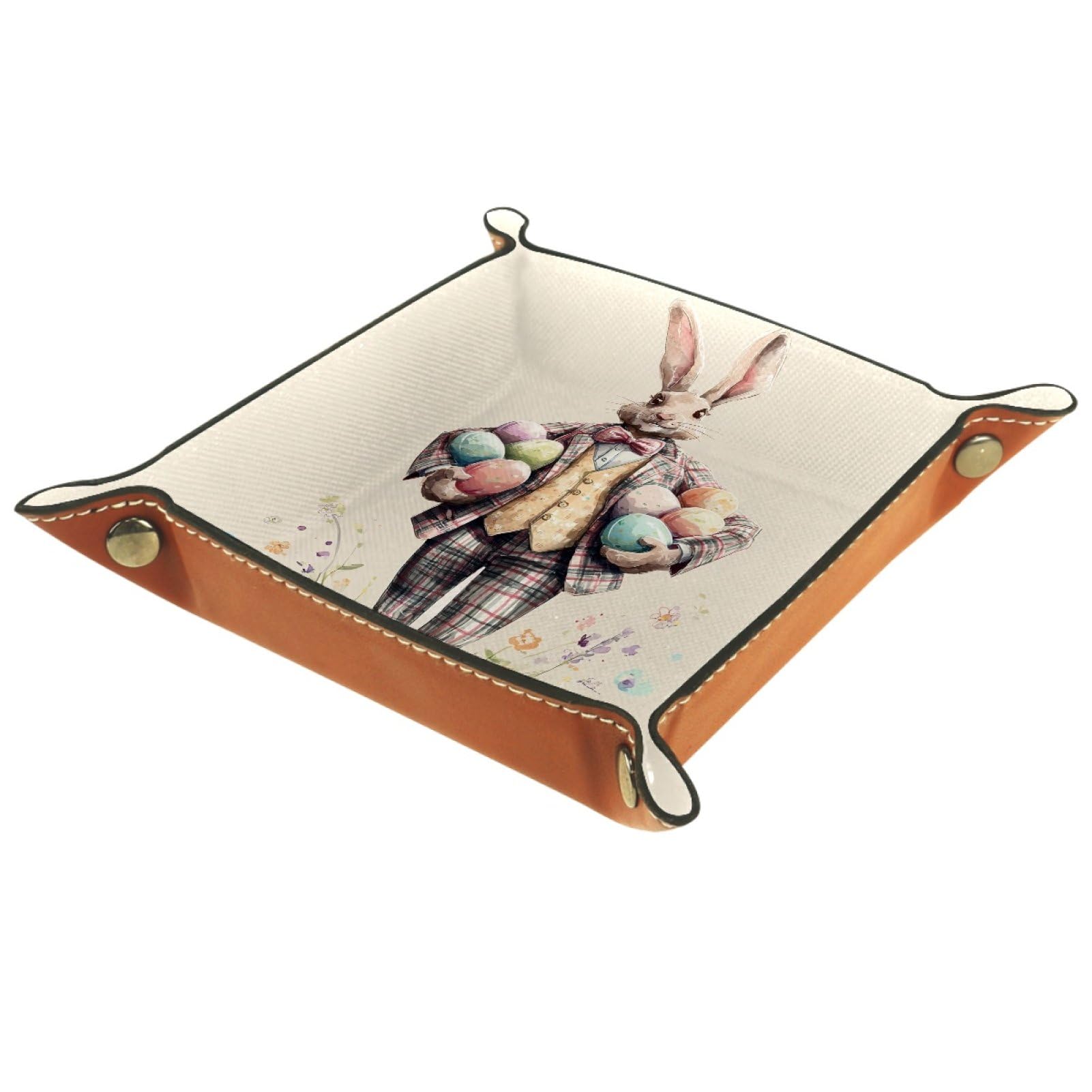 VAPOKF Easter Bunny Dice Tray, Folding Microfiber Leather Dice Holder for Dungeons and Dragons RPG Dice Gaming D&D and Other Table Games