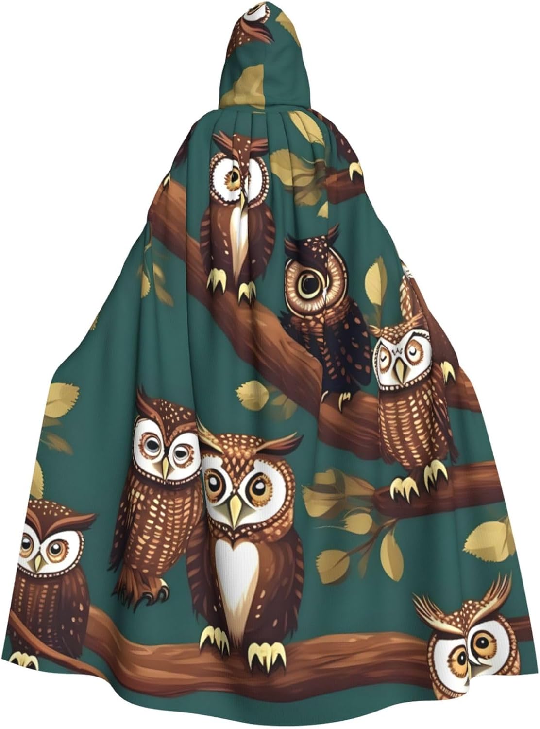 Magic owel print Halloween Hooded Robe Cloak for Adult Men Women Wizard Vampire Knight Fancy Cape Costume