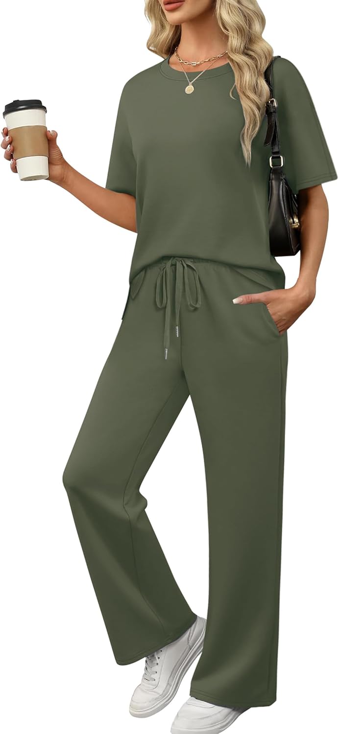 XIEERDUO Women's Side Slit Lounge Sets 2 Piece Travel Outfits Airport Tracksuit Oversized Wide Leg Loungewear S-3XL - Image 2