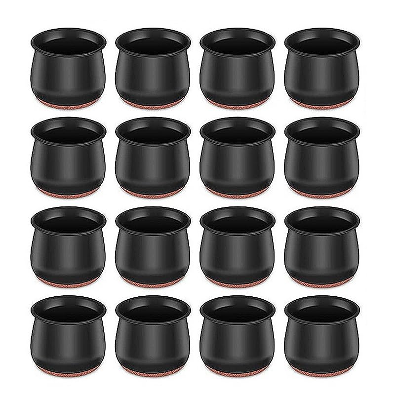 Almohadillas Gruesas for Patas de Muebles silenciosos, 16 Uds., con Fondos de Fieltro y Tapas de Silicona for protección del Suelo(Black-M-16Pcs)
