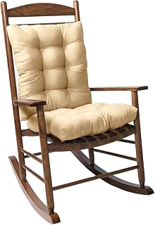 Indoor Outdoor Rocking Chair Cushions Pack of 1, Patio High Back Chair Seat Cushions with Ties for Garden Patio Furniture, Khaki
