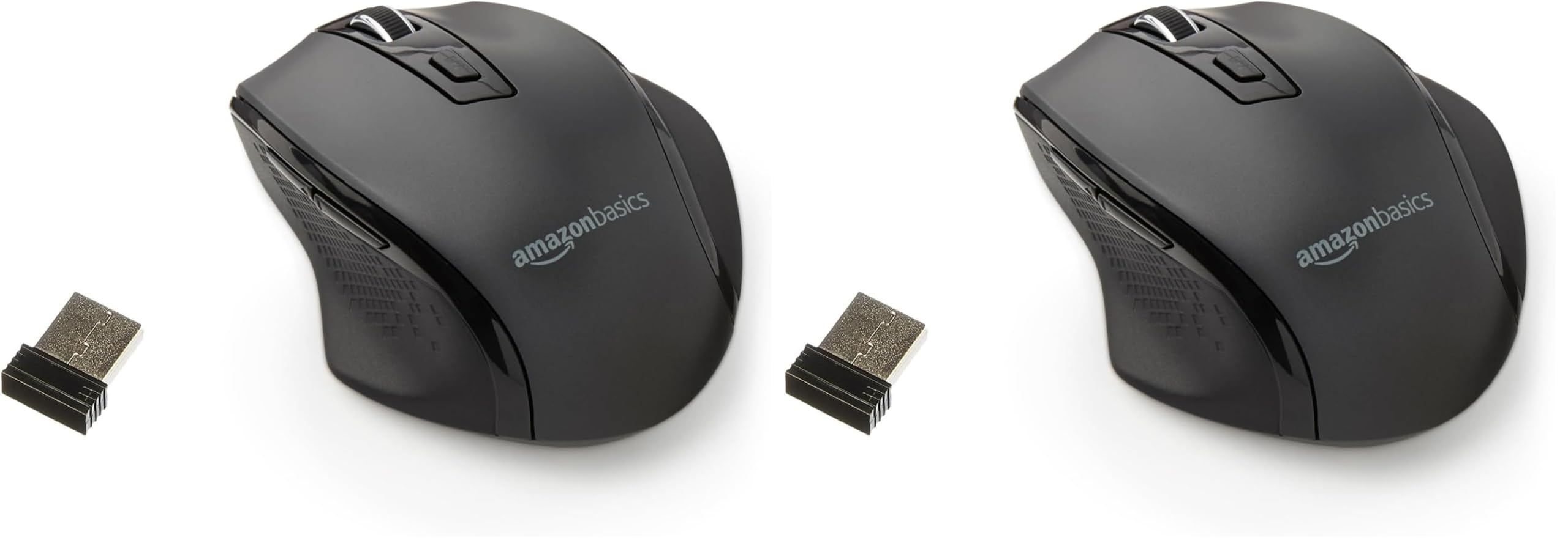 Amazon Basics Ratón inalámbrico ergonómico, dpi Ajustable, Negro (Paquete de 2) en oferta en Amazon