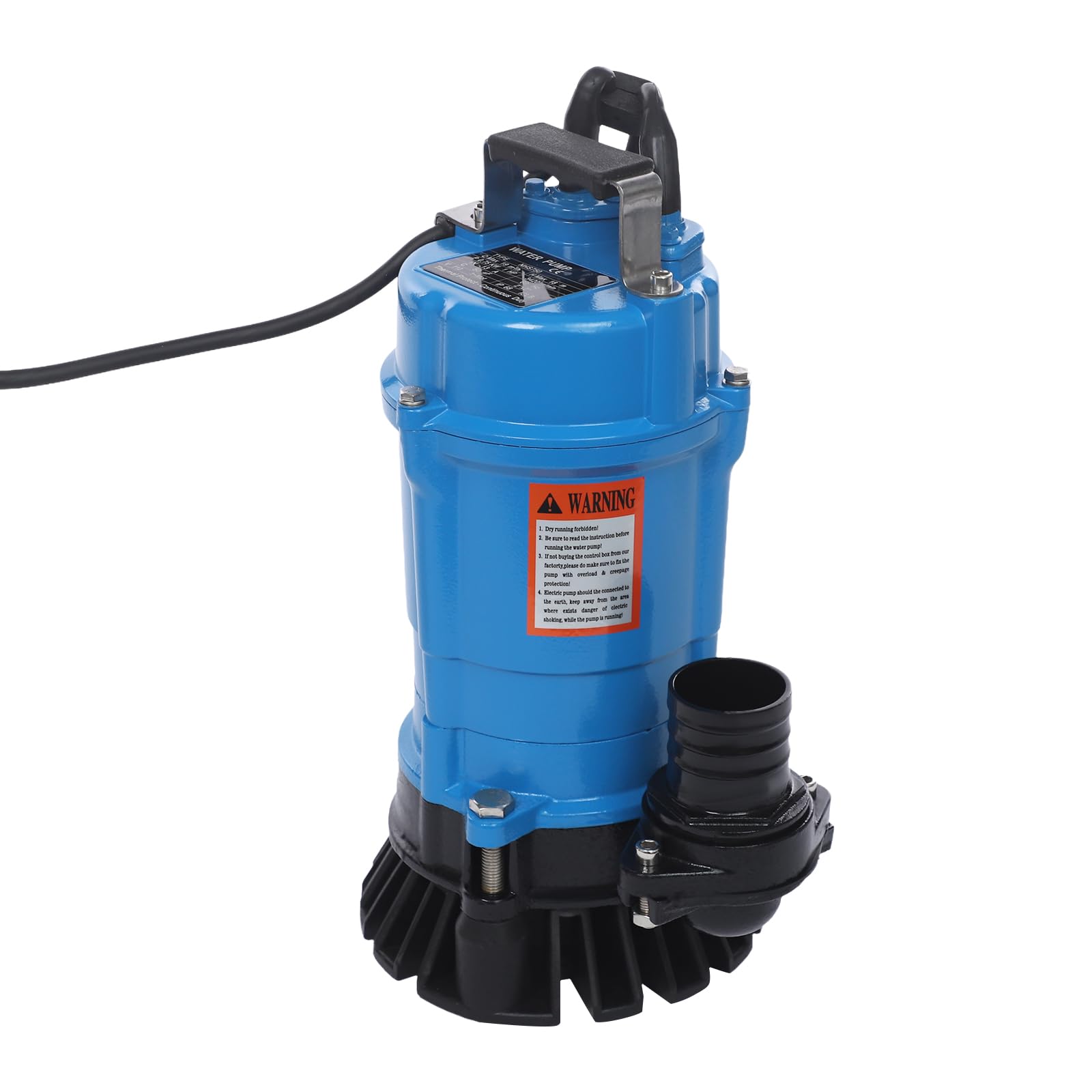 Pompa głębinowa do brudnej wody, stal nierdzewna, 750 W, pompa do brudnej wody do piwnicy, ogrodu, przemysłu, IP68, 230 V, 19 m³/h, wysokość tłoczenia 18 m, niebieska