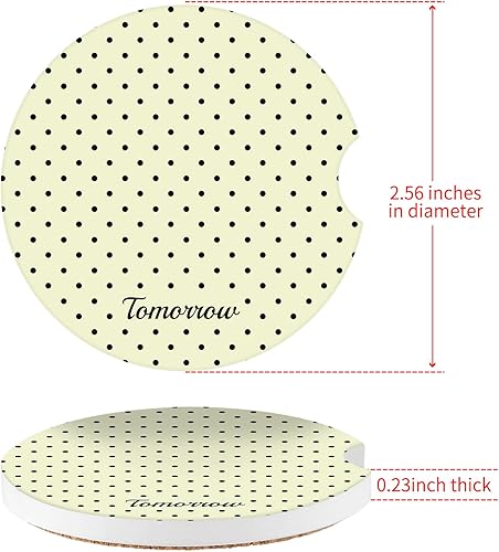 Miniatura 6 de Watbro Paquete de 2 posavasos de automóvil con diseño de lunares para automóvil, 2.56 pulgadas, muesca de dedo retro de los años 70, cerámica