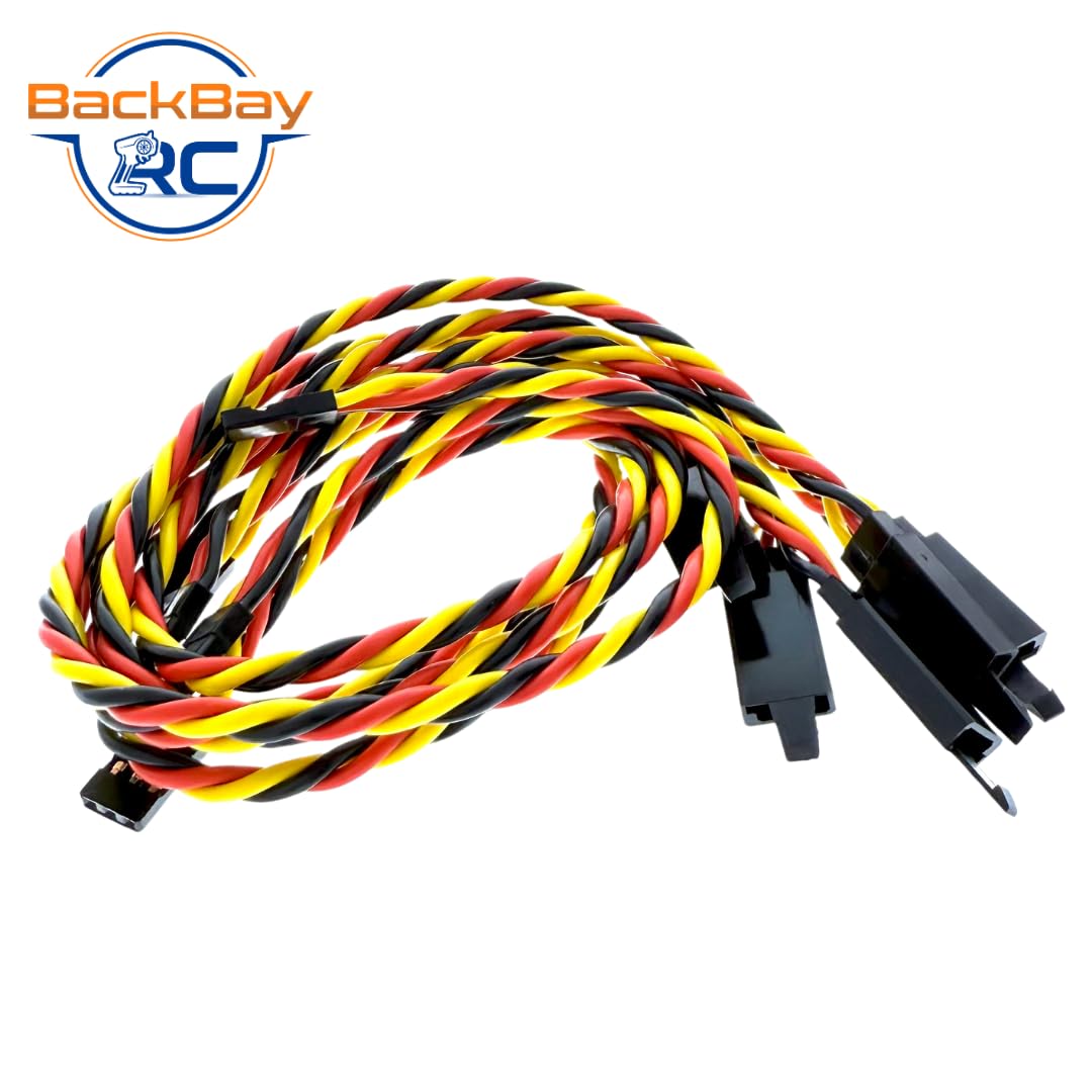 BackBayRC - 12in 20awg Male/Female w/Clip Universal Servo Extension - 5 Pack