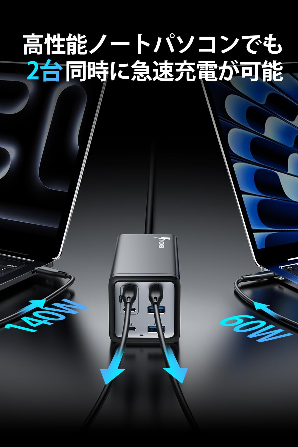 200W USB急速充電器 6ポート GaN搭載PD対応 ノートPC対応