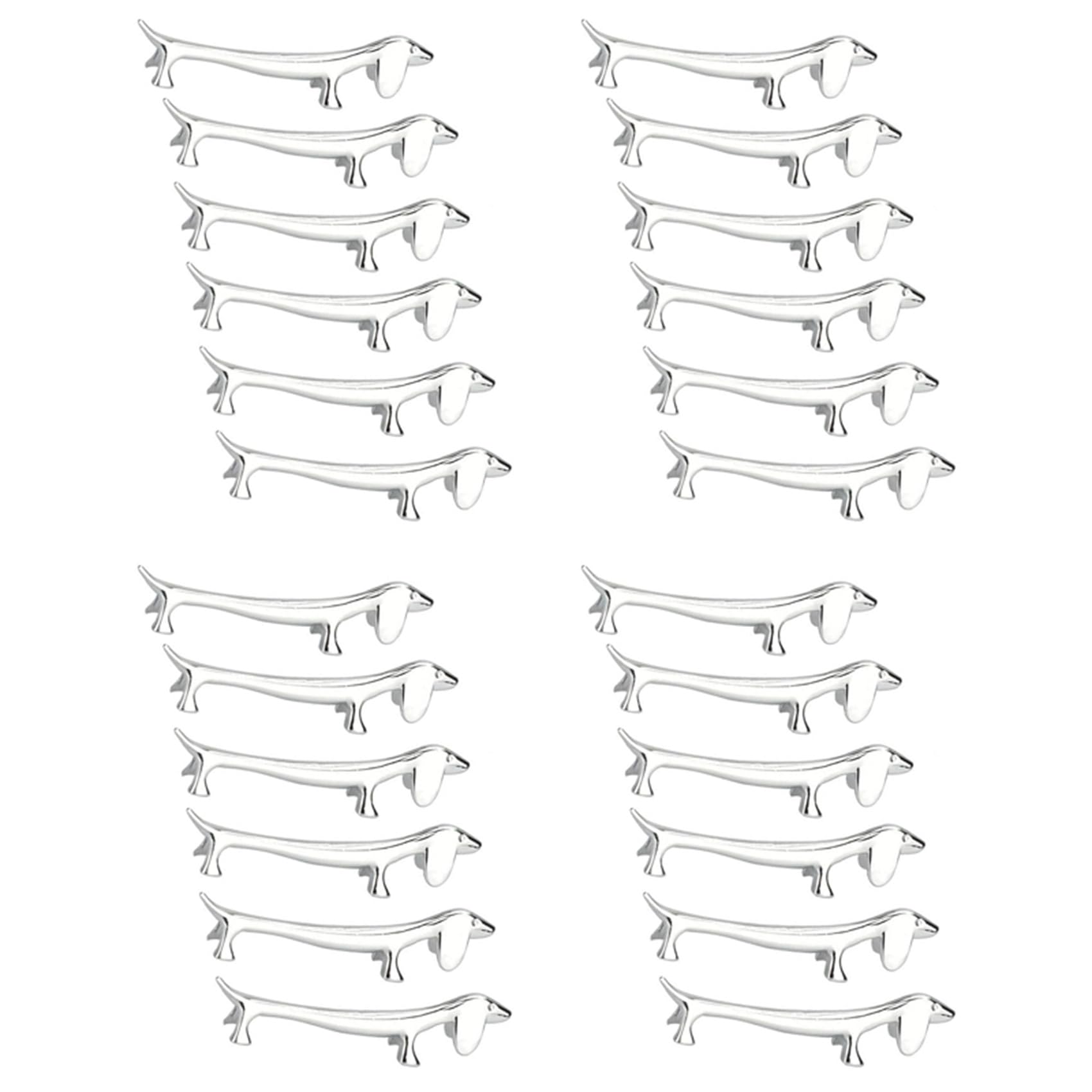 Reste chien teckel en alliage de zinc pour fourchette et cuillère, lot de 24 pièces de table