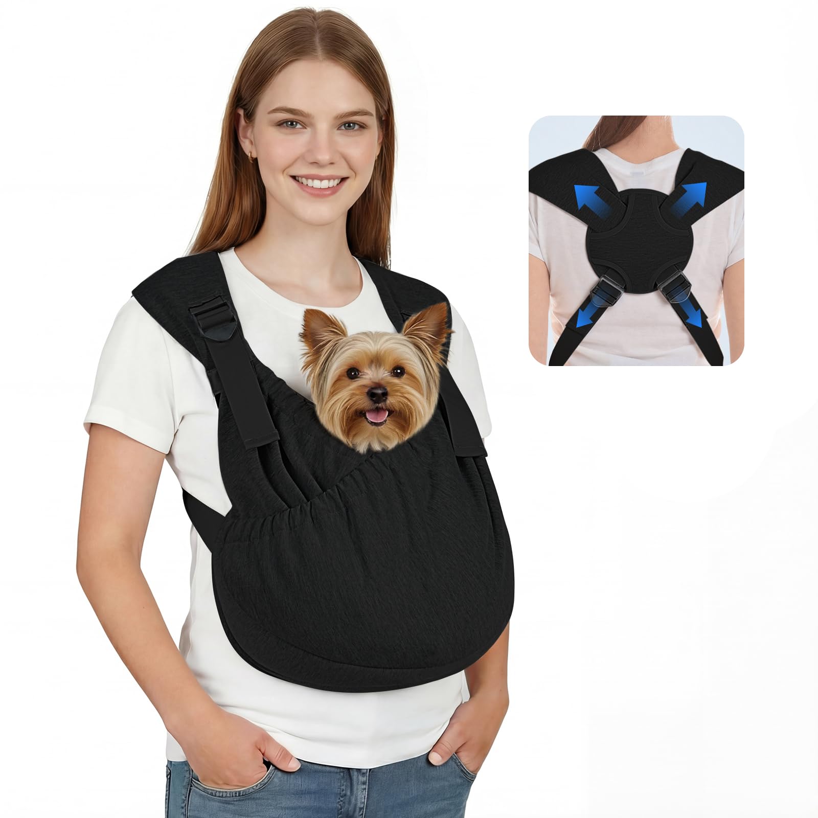 Supet Dog Sling Carrier for Pets, Adjustable Hands Free Front Chest Pouch