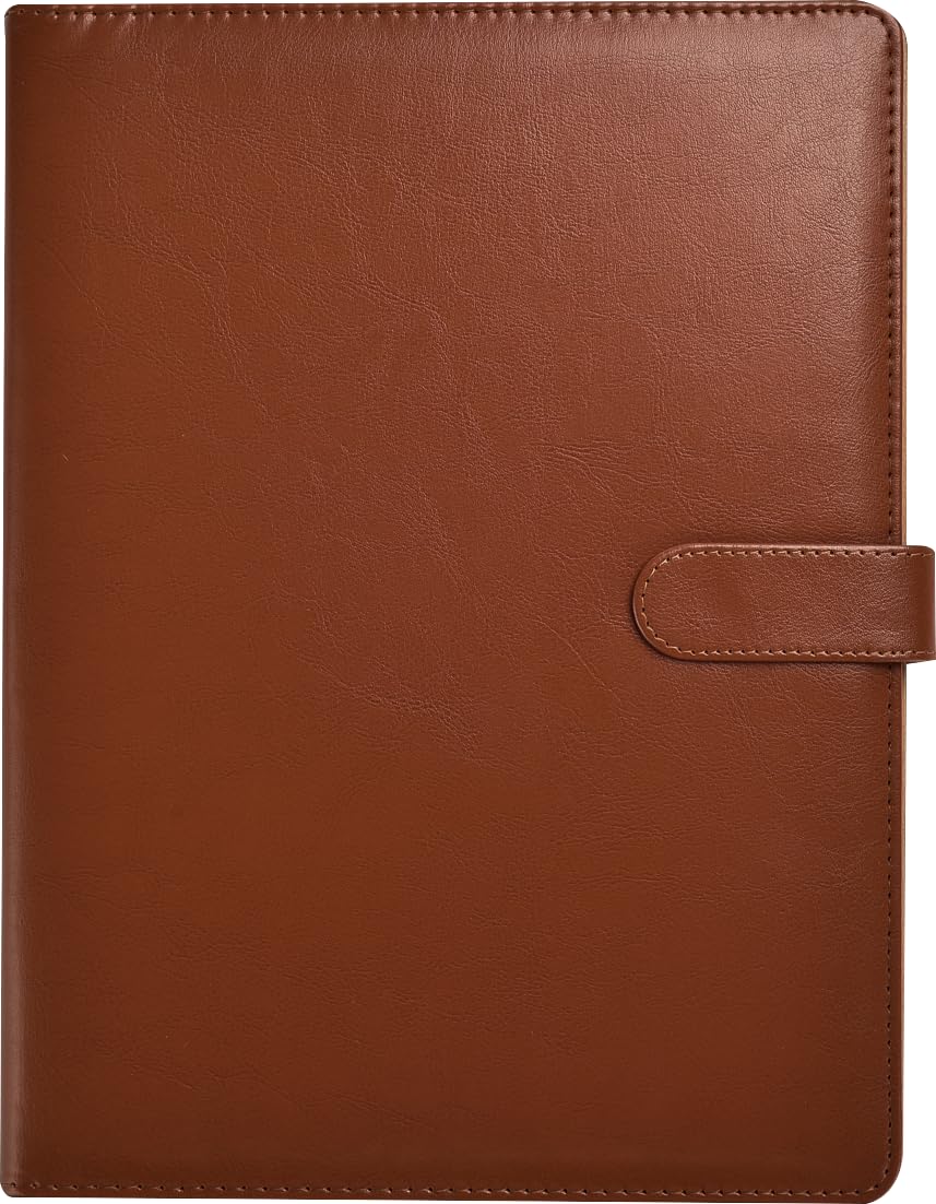 A4 Portfolio Case, Executive Business Document Organizer with Clipboard & Pad, Card Holder for School Office Conference (Brown)