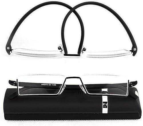 Miniatura 4 de Lentes de lectura de medio marco, lectores de computadora de medio borde con estuche para gafas para hombres (2 piezas en bolsa) 1.75