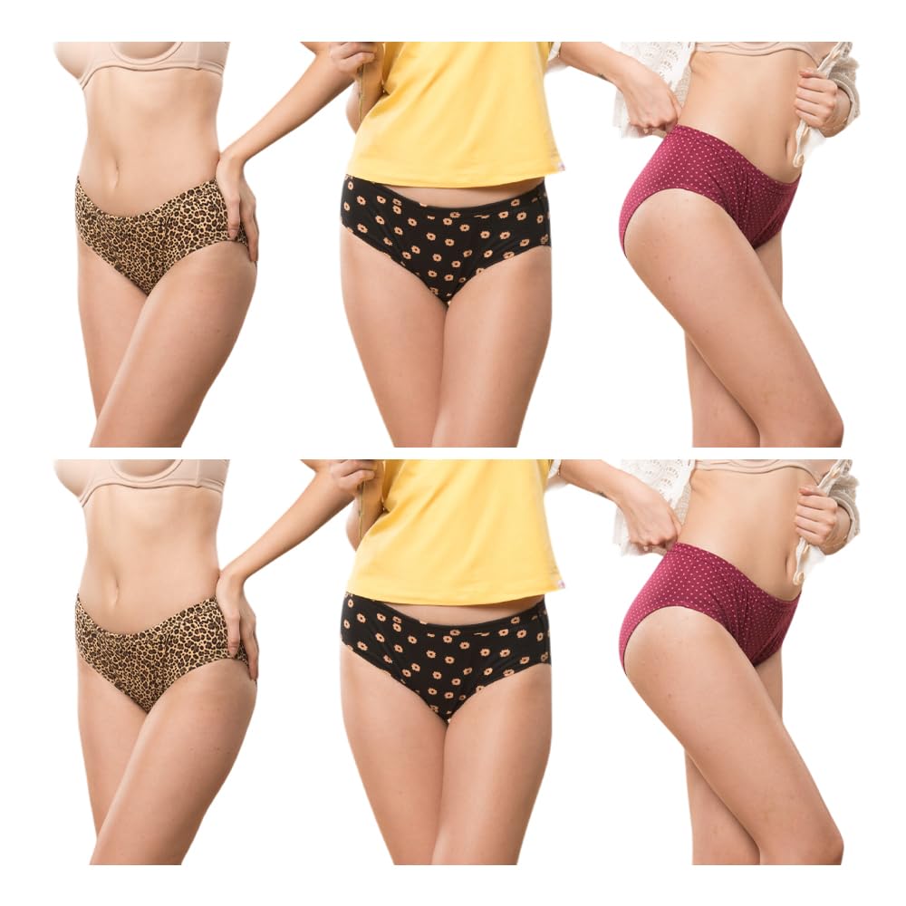 aphro Women’s Printed Bikini Panties | Soft Cotton Rich Stretch Fabric | Inner Elastic Waistband | Assorted Colours & Attractive Prints | Comfortable Ladies Underwear-picture-39
