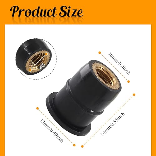 Miniatura 2 de Moicstiy 12 tuercas de goma M6 de neopreno de expansión de latón para carenado universal de motocicleta para canoa, barco, kayak