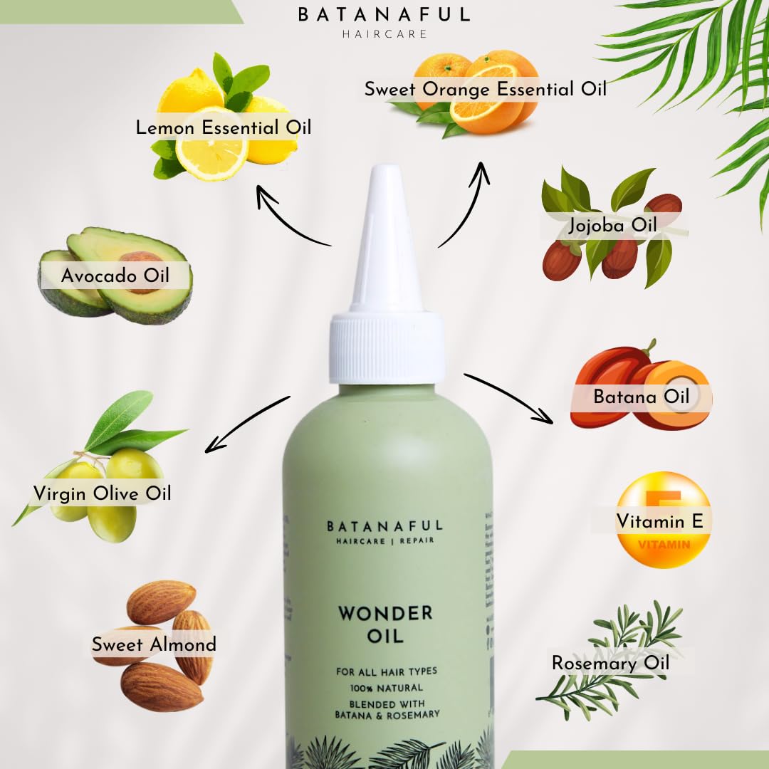 Batanaful Wonder Hair Oil for Dry & Damaged Hair, Hair Growth & Regrowth and Skin Care with Batana Oil and Rosemary Oil - 150ml - Image 3