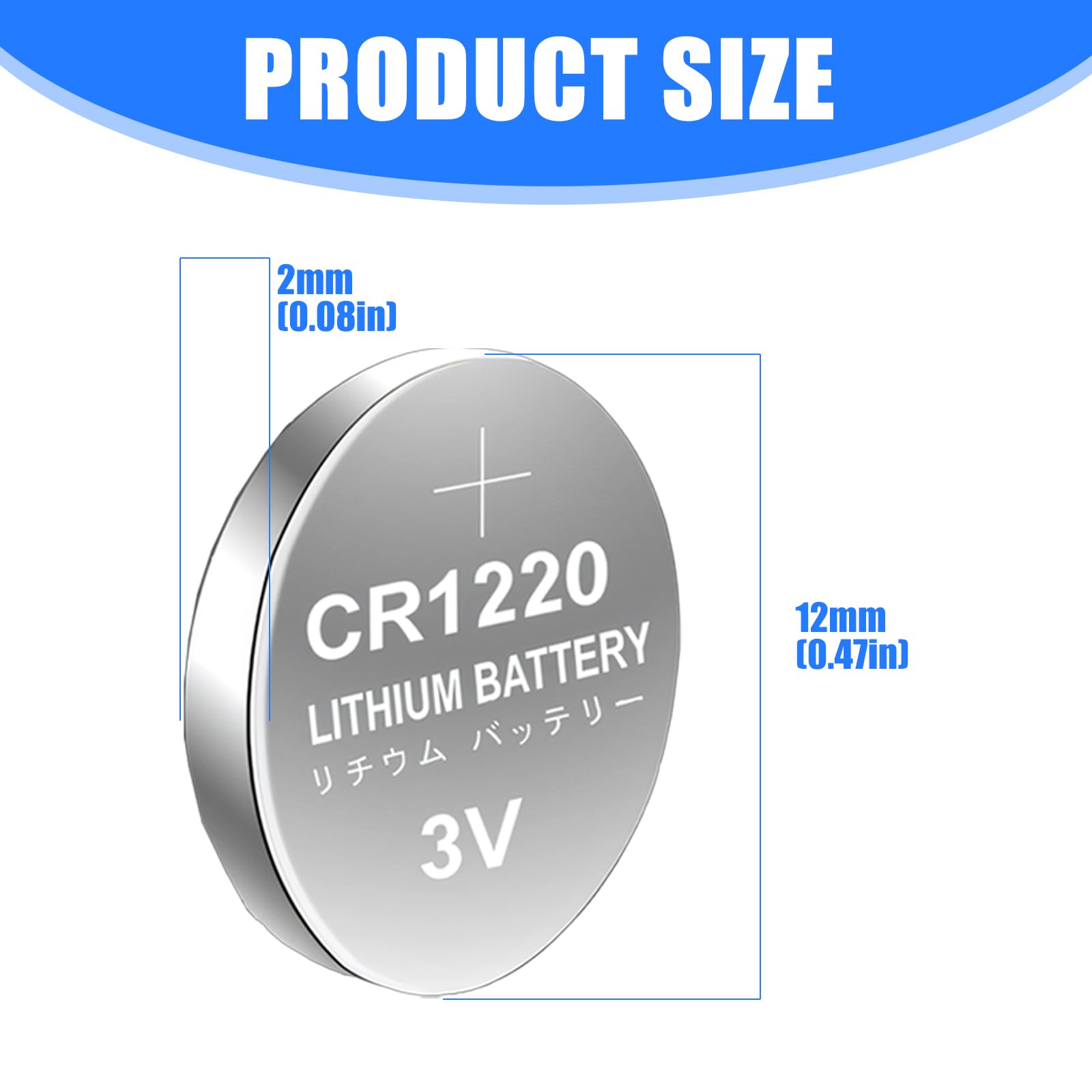 NONGYU Pilas de botón de litio CR1220 de 3 V para relojes, calculadoras, mandos a distancia, batería de botón para calculadora, 5/10 unidades — view 8
