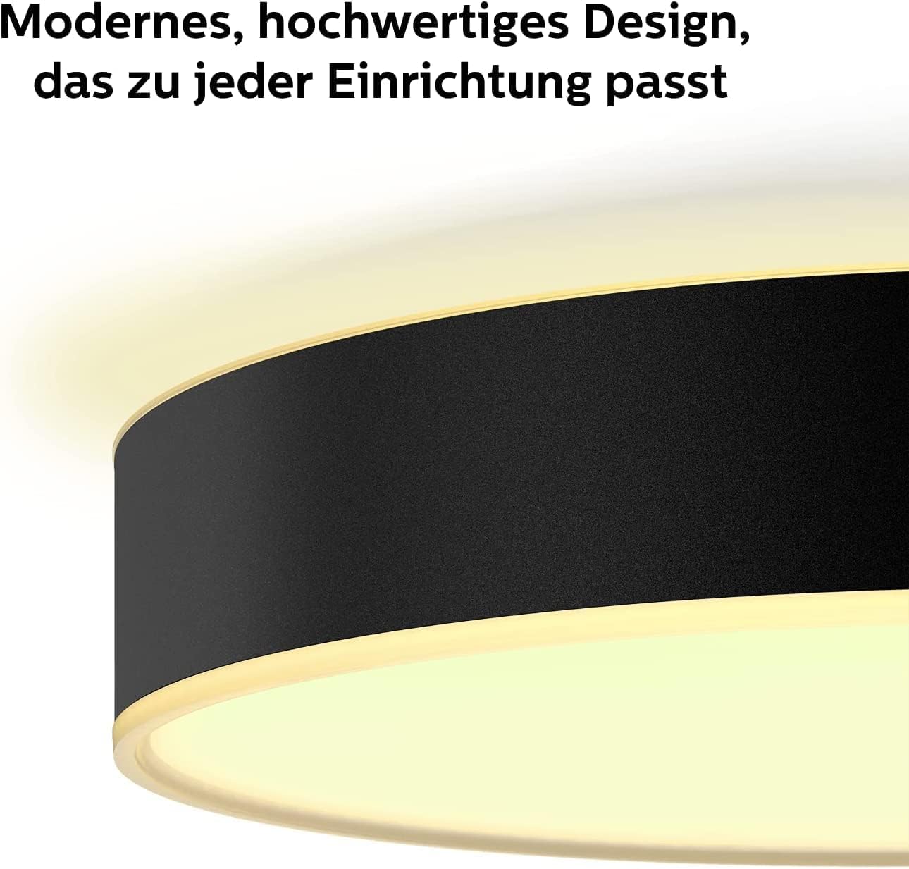 Philips Hue White Ambiance Enrave Deckenleuchte M schwarz 1900lm inkl. Dimmschalter, dimmbar, alle Weißschattierungen, steuerbar via App, kompatibel mit Amazon Alexa (Echo, Echo Dot)
