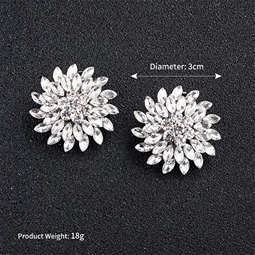 Pinces à chaussure fleur strass argentées, clips bijoux escarpins mariage