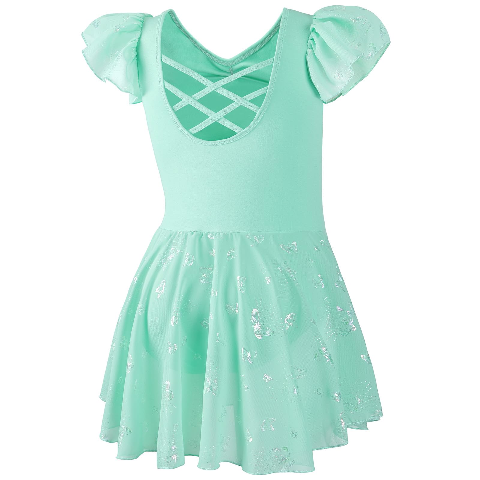 DIPUG Ballet Leotards for Girls with Skirt Shiny Toddler Dance Leotard Butterfly