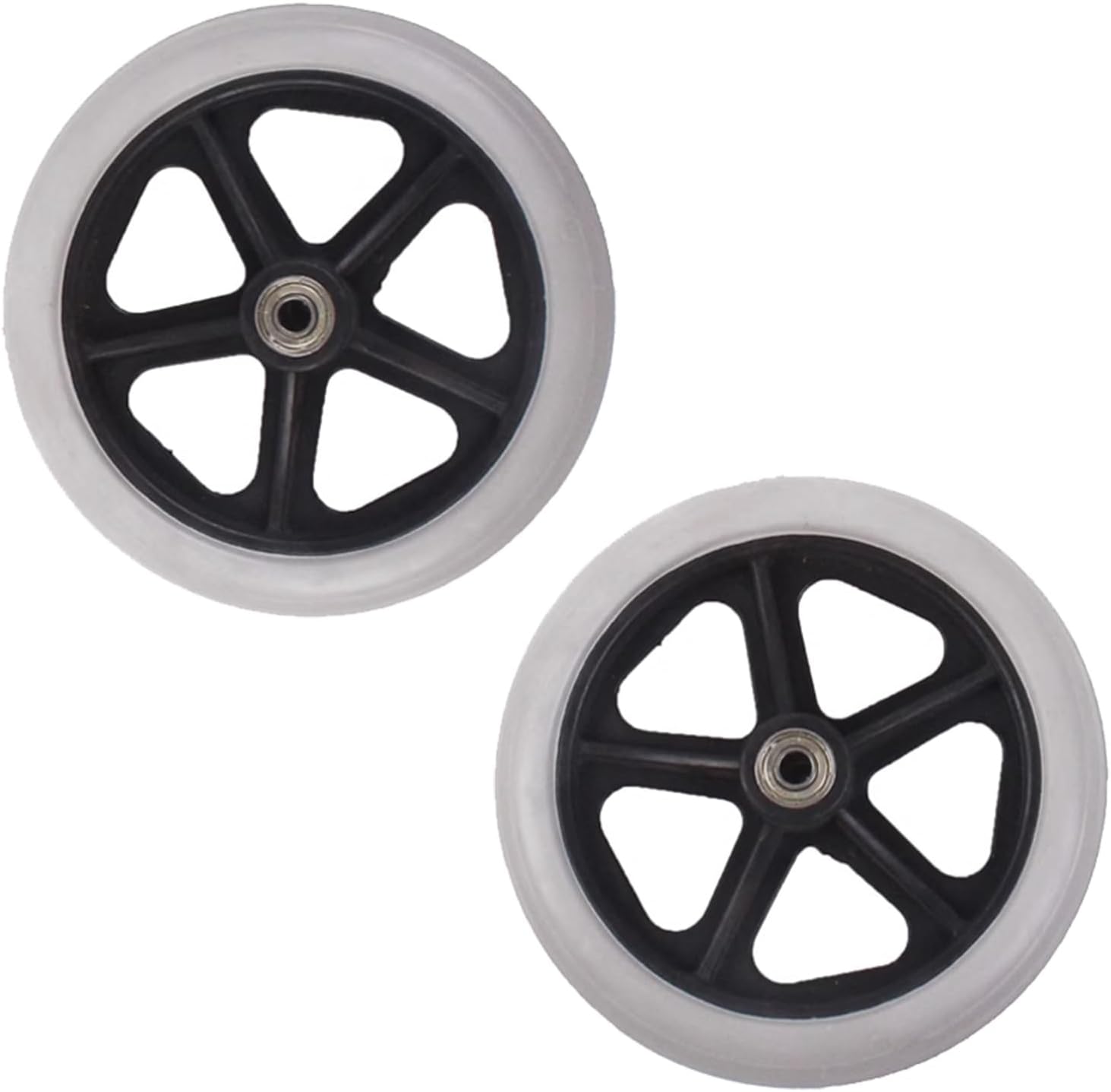 6/7/8" Wheelchair Front Wheels, Replacement Casters, Solid Tires with Bearings