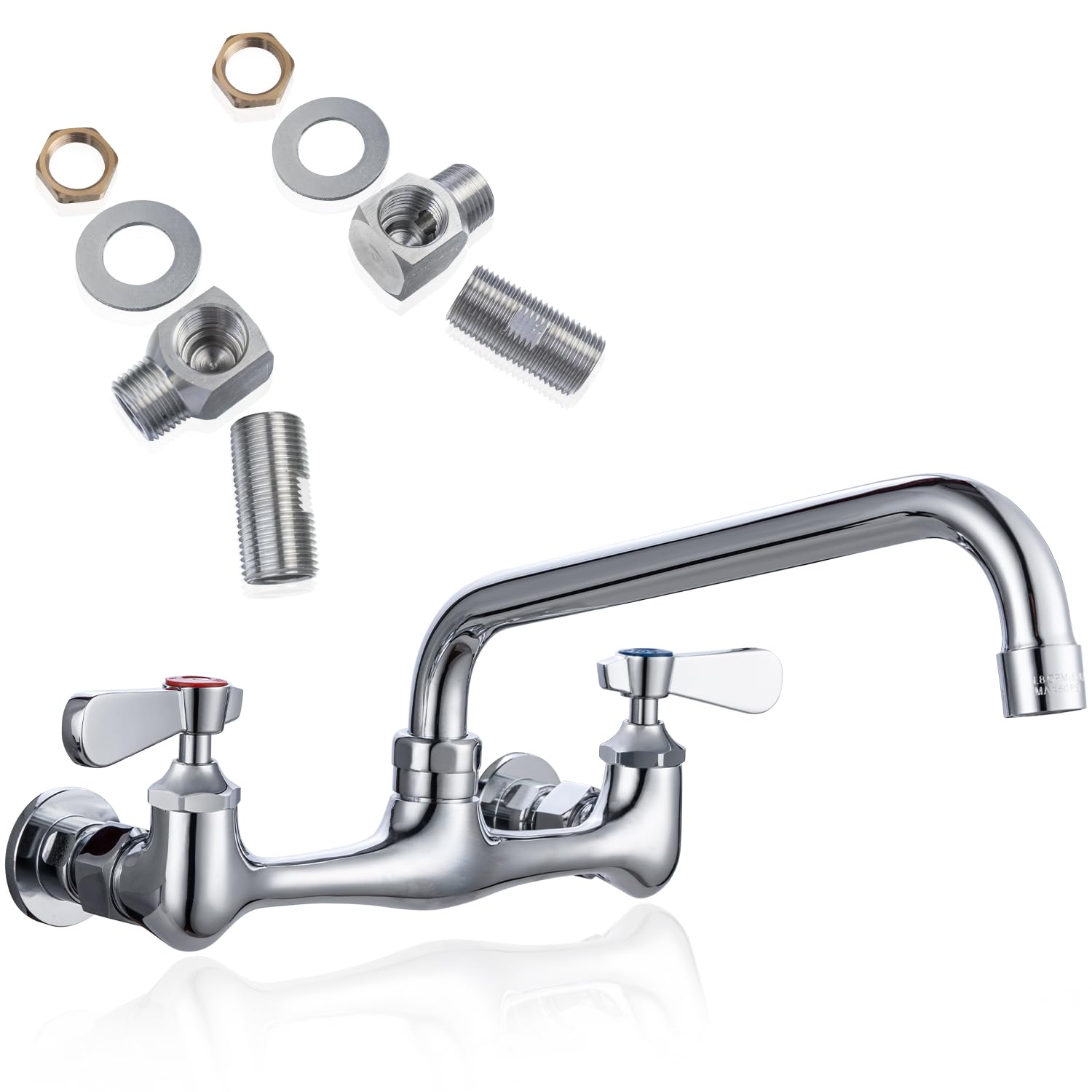 8" Center Wall Mount Commercial Kitchen Sink Faucet with 8" Spout