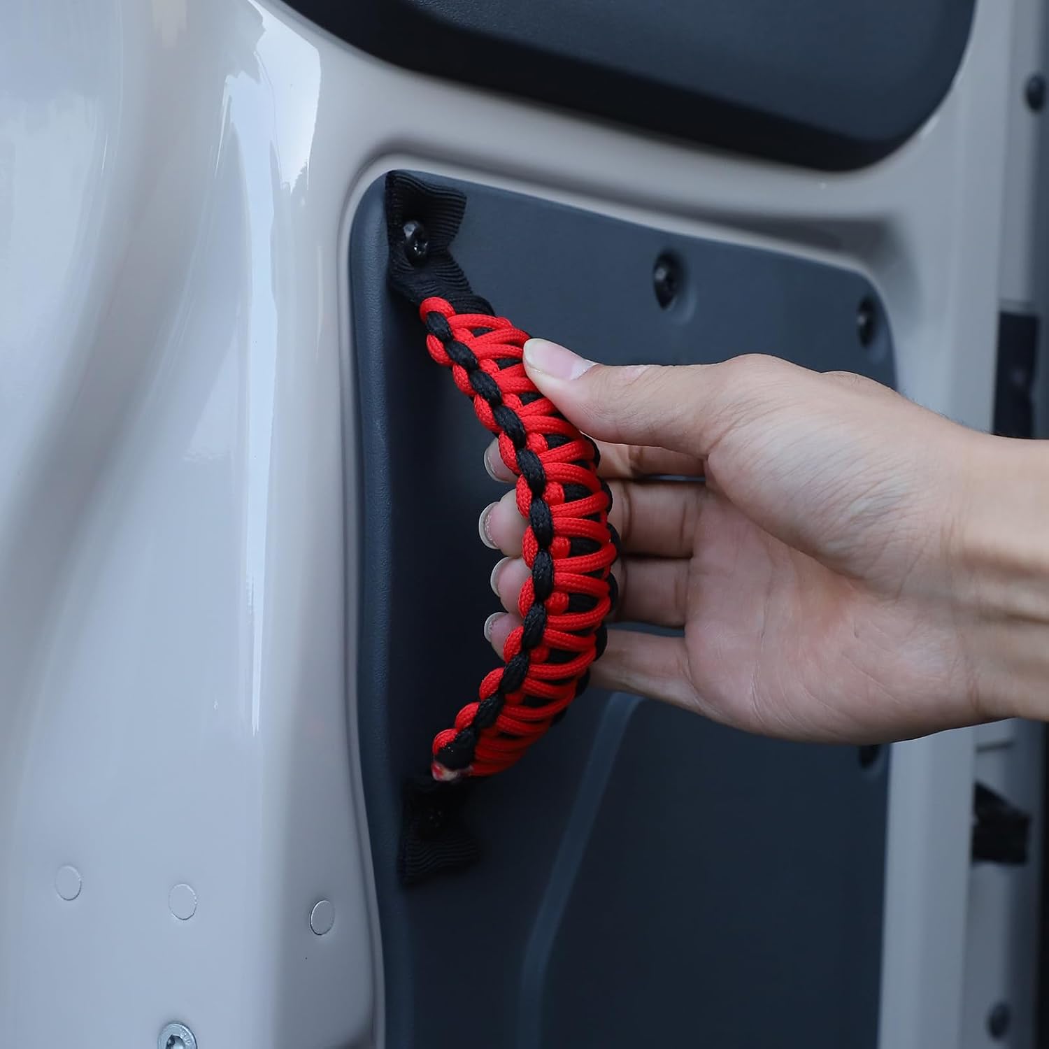 Tailgate Handle Compatible with INEOS Grenadier 2020-2024 Rear Trunk Door Tailgate Inner Handle Decoration Accessories (Red Black)
