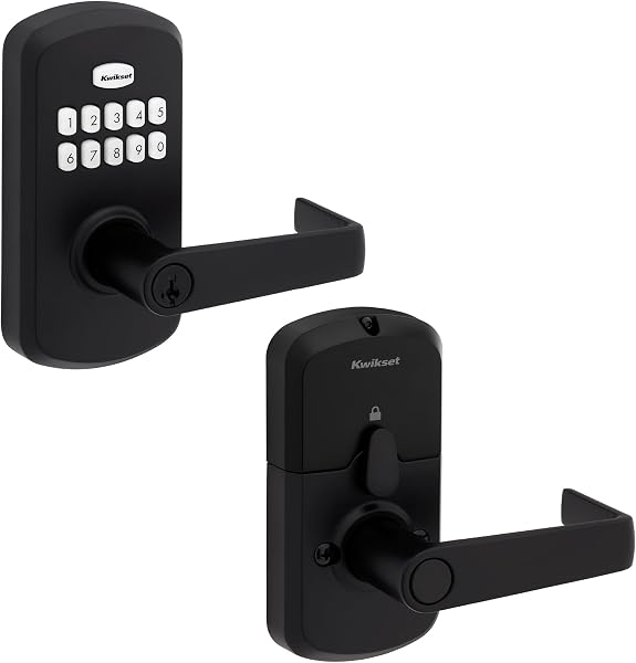 Kwikset SmartCode 955 Light Commercial 10-Button Keypad Satin Nickel Electronic Kingston Lever, Featuring Convenient Key