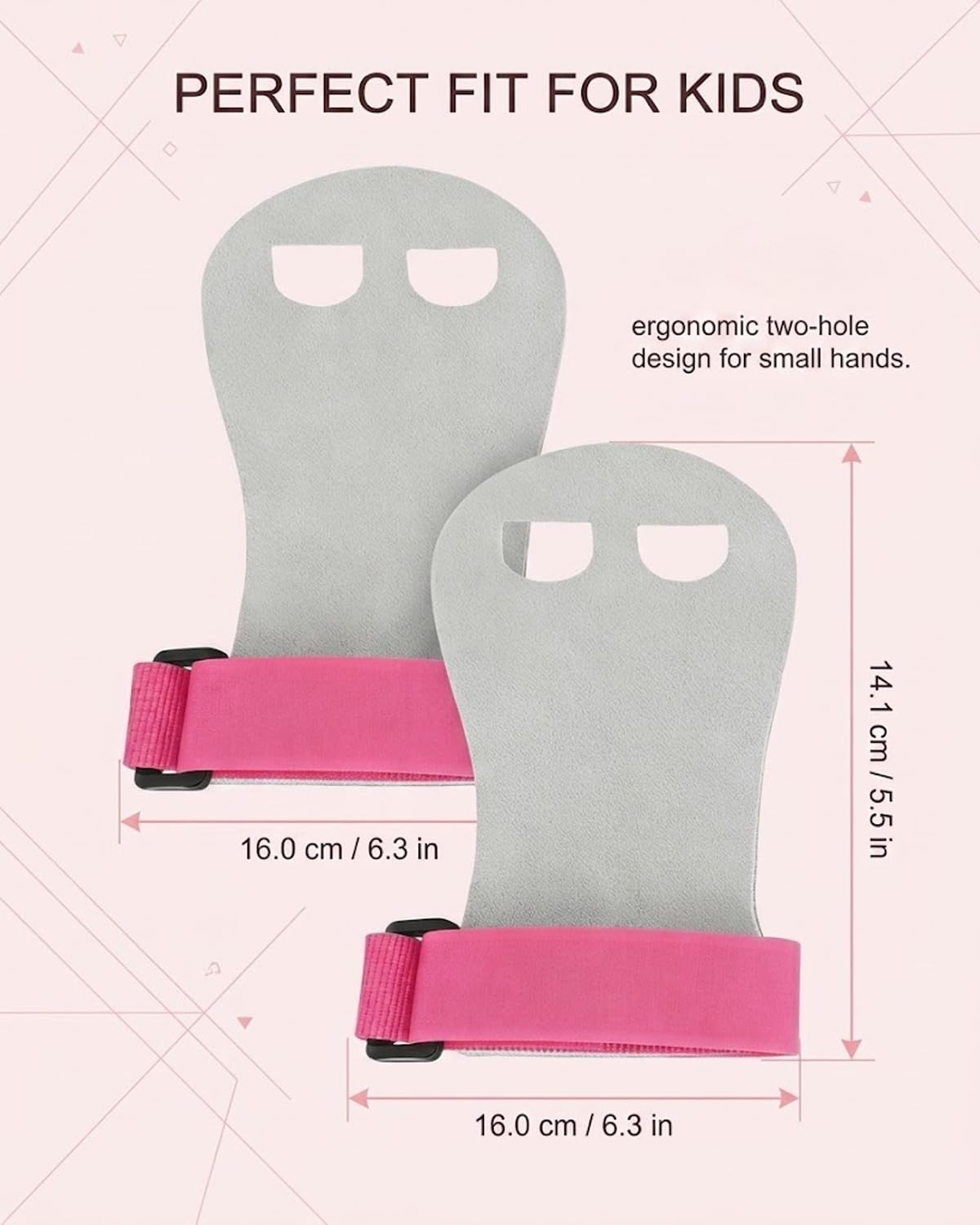 Protezioni Mani Ginnastica Bambini S Rosa 2 Pezzi. Presa Sicura Anti-vesciche per Allenamento Sbarra, Anelli & Calisthenics. Supporto Polso Confortevole.