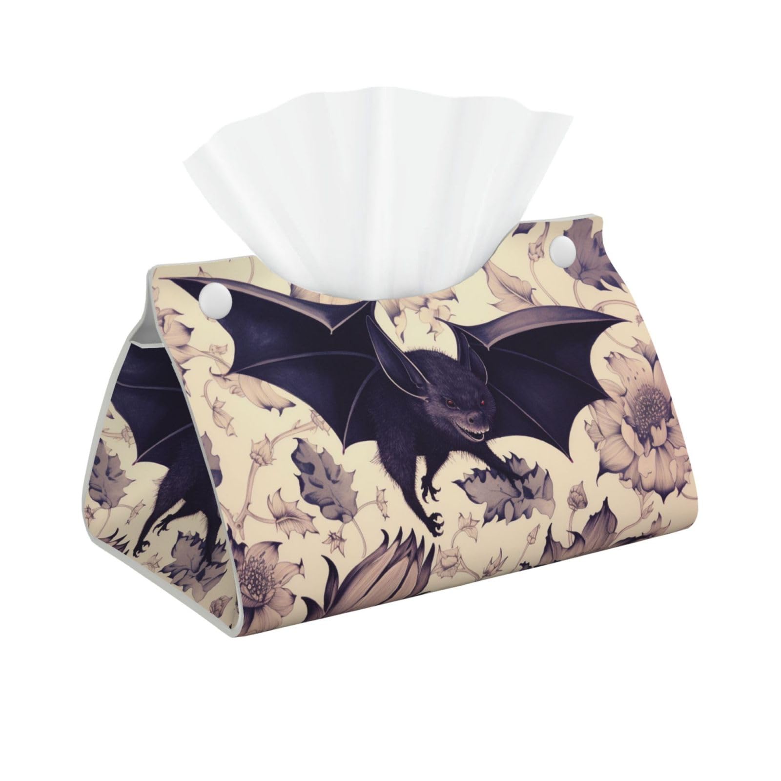 Bat Print Print Tissue Box Cover Foldable Tissue Storage Box Leather Tissue Cube Box Holder for Living Room Bedroom Office Car Home Decor