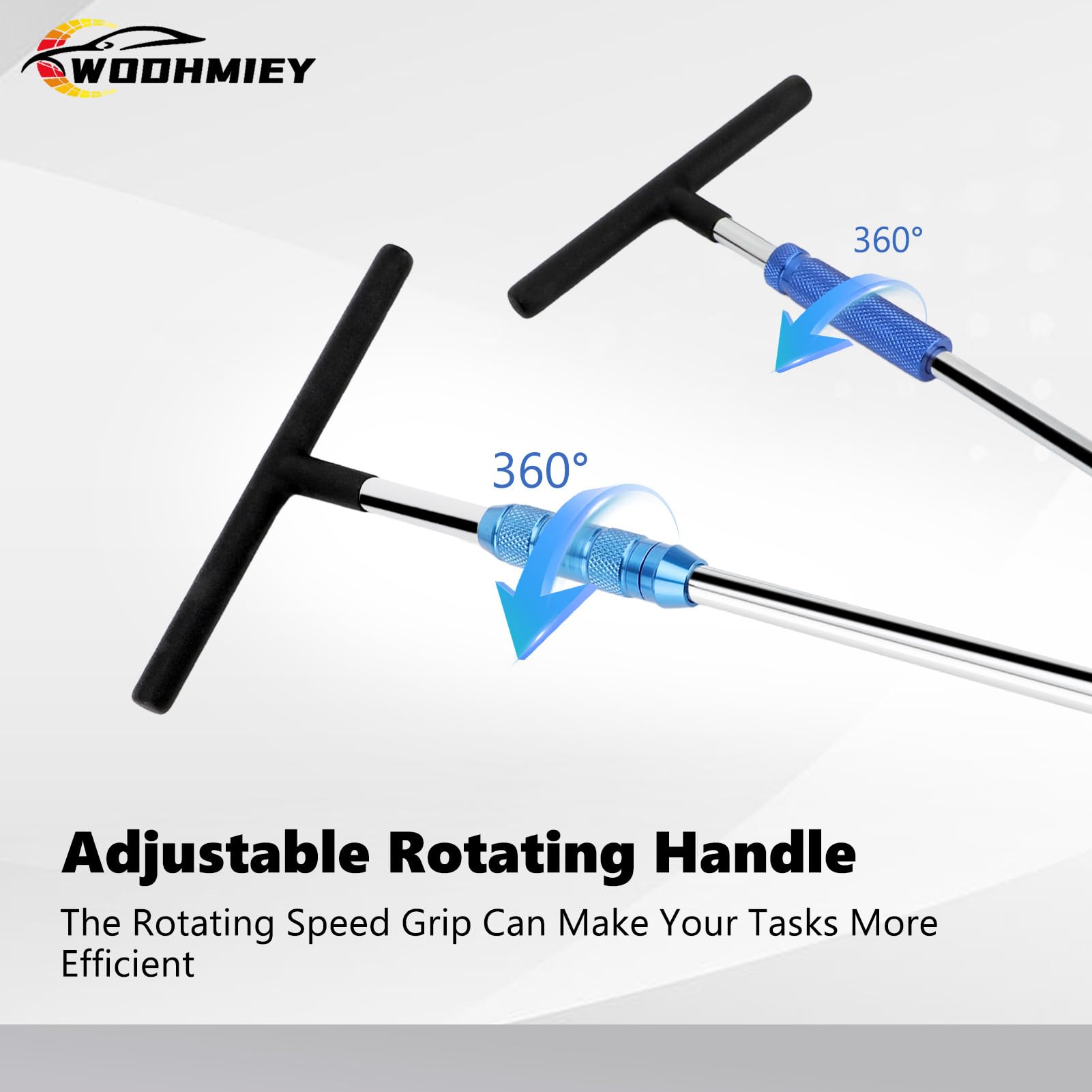 WODHMIEY 3/8in Square Drive T Handle Speed Wrench, T Bar Socket, Non-Slip Handle, 40 Chrome Material, Rotating Sheath - Image 2