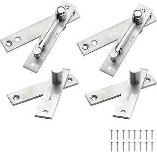 HOME MASTER HARDWARE Pivot Hinges 2 Pack, Heavy Duty Stainless Steel Hidden Door Hinges, 360 Degree Shaft Pivot Hinge Center Hung System for Wooden Doors