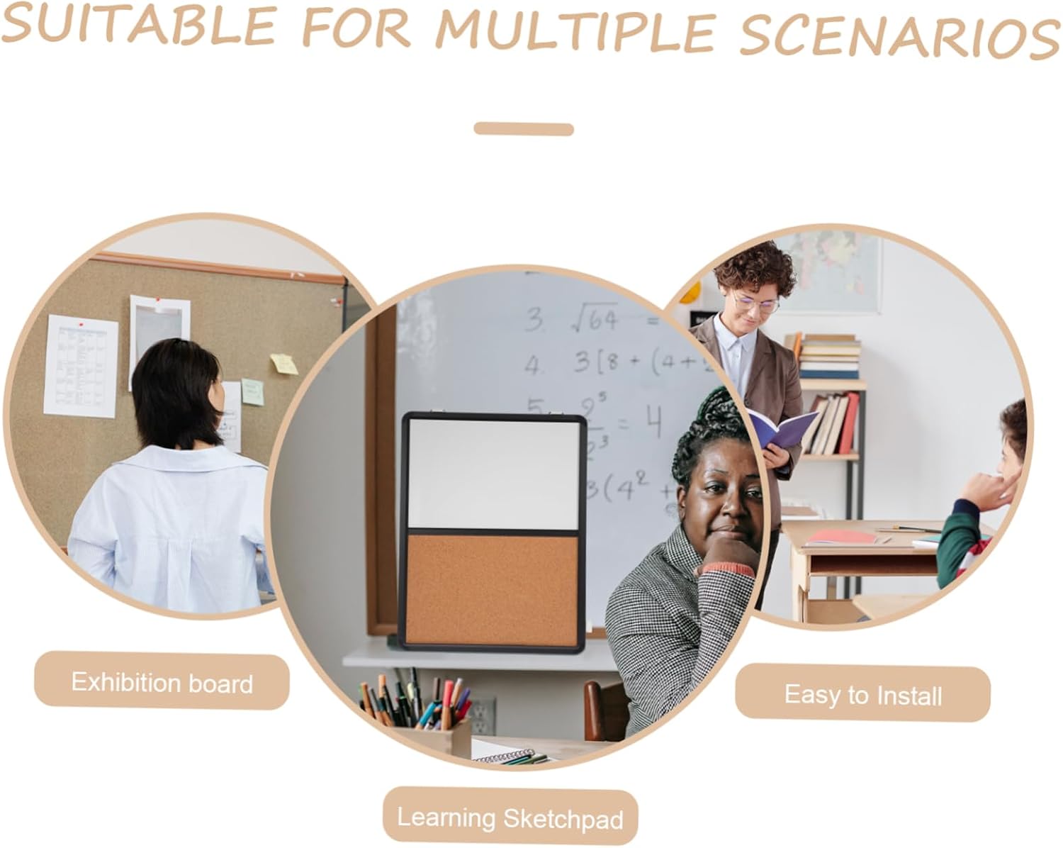 VILLCASE Cork Board Bulletin Board for Wall Display Decorative Frame for Home Office Study Versatile for Notes and Reminders